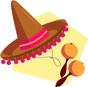 a cinco de mayo sombrero and maracas